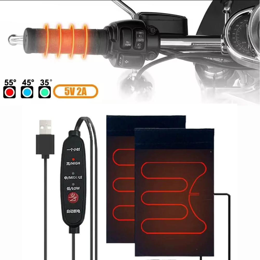 Handlebar Grip Heated - مقابض دراجة نارية مدفأة بمنفذ USB